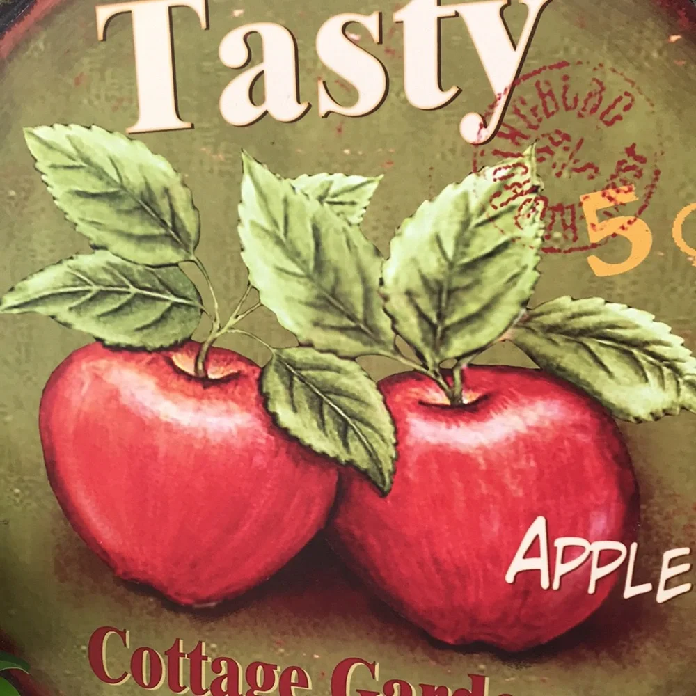 Rustic Farmhouse vintage fall harvest metal sign with Apples